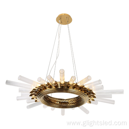 Hotel Villa Round Glass Led Chandelier Pendant Light